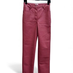 Wilfred Aritzia Melina Pant  Straight Leg Faux Leather Jeans in Deep Pink Size 4